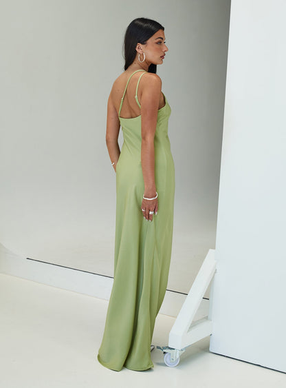 Nehemiah One Shoulder Maxi Dress Green