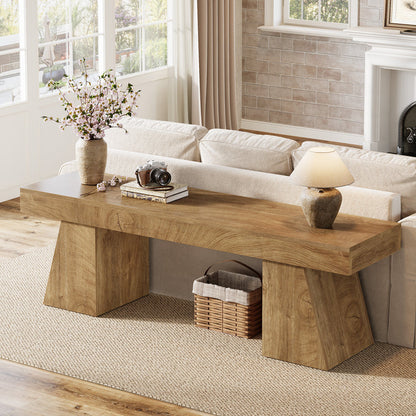 63" TV Stand, Farmhouse Entertainment Center with Geometric Pedestal for 55-75-Inch TVs
