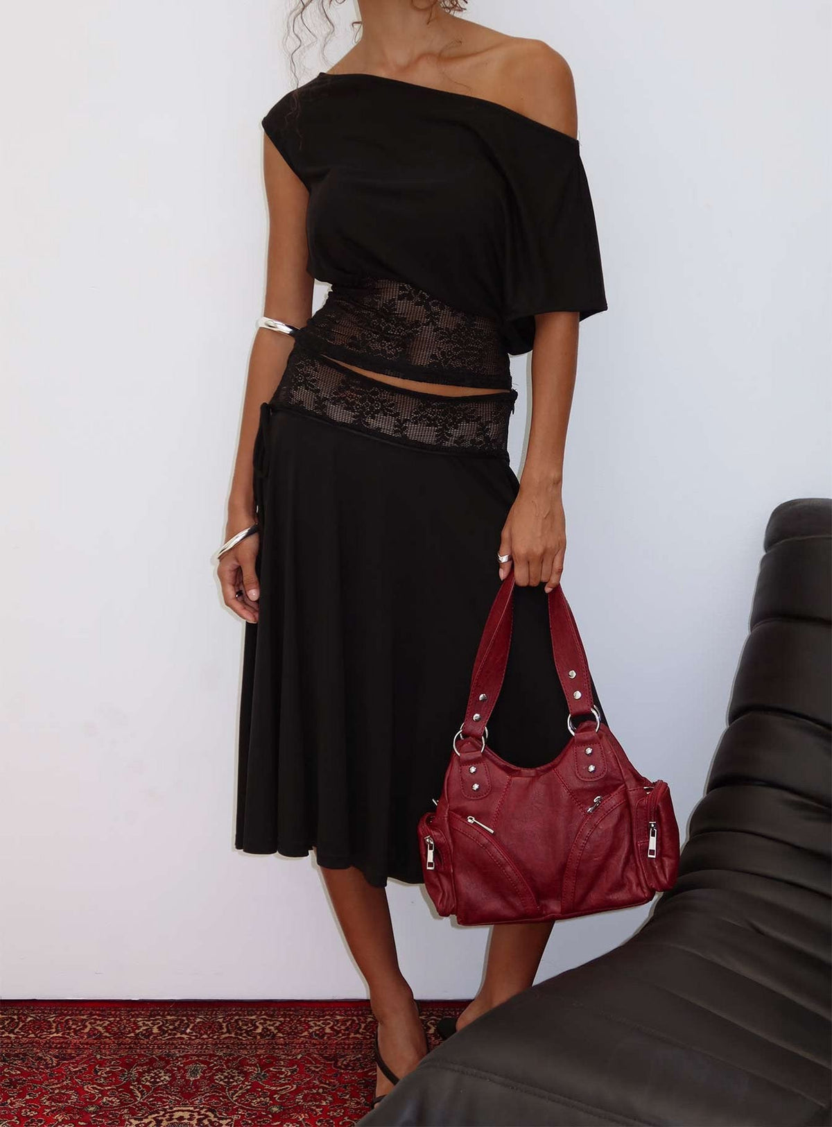 Marienna Lace Midi Skirt Black