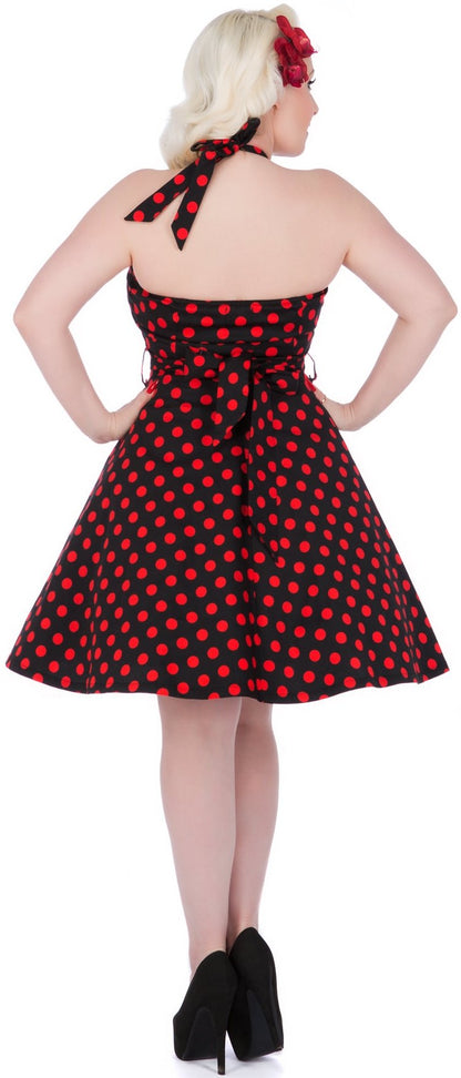 Marilyn Polka Dot Dress in Black-Red