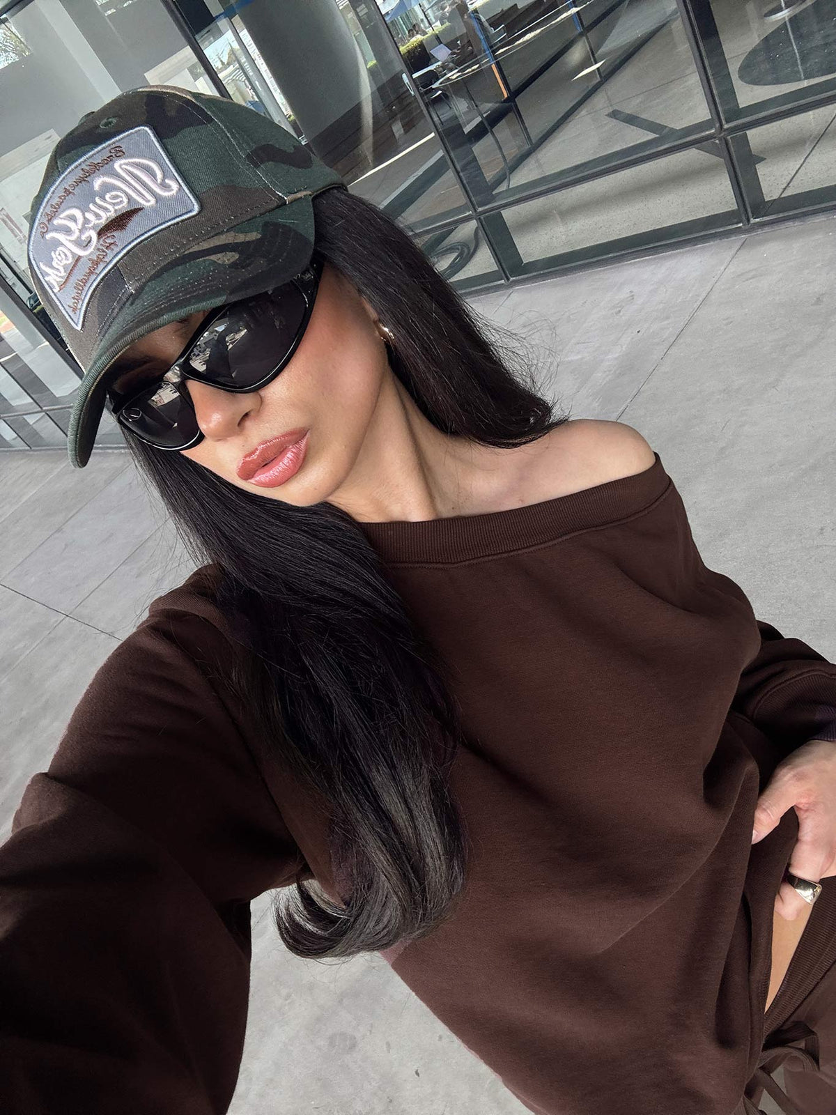 Wellness Off The Shoulder Jumper Brown
