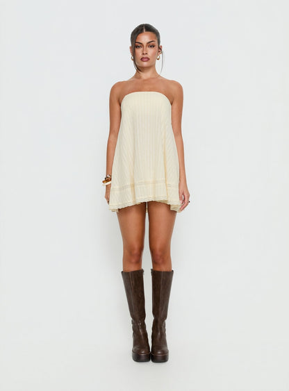 Gypsea Strapless Swing Mini Dress Butter Yellow