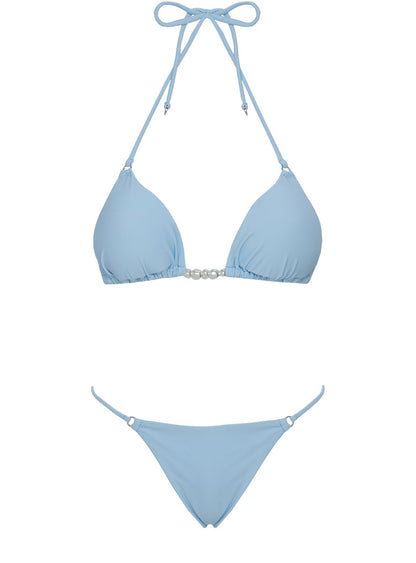 Adrah Beaded Triangle Bikini Top Blue
