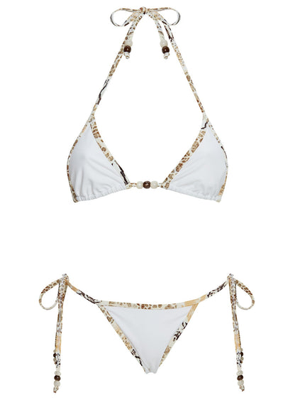 Blaylock Triangle Bikini Top White / Animal Multi