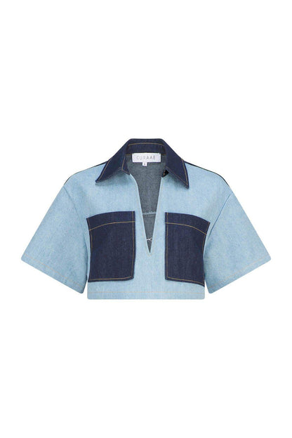 CURAAE Hugo Crop Top in Denim