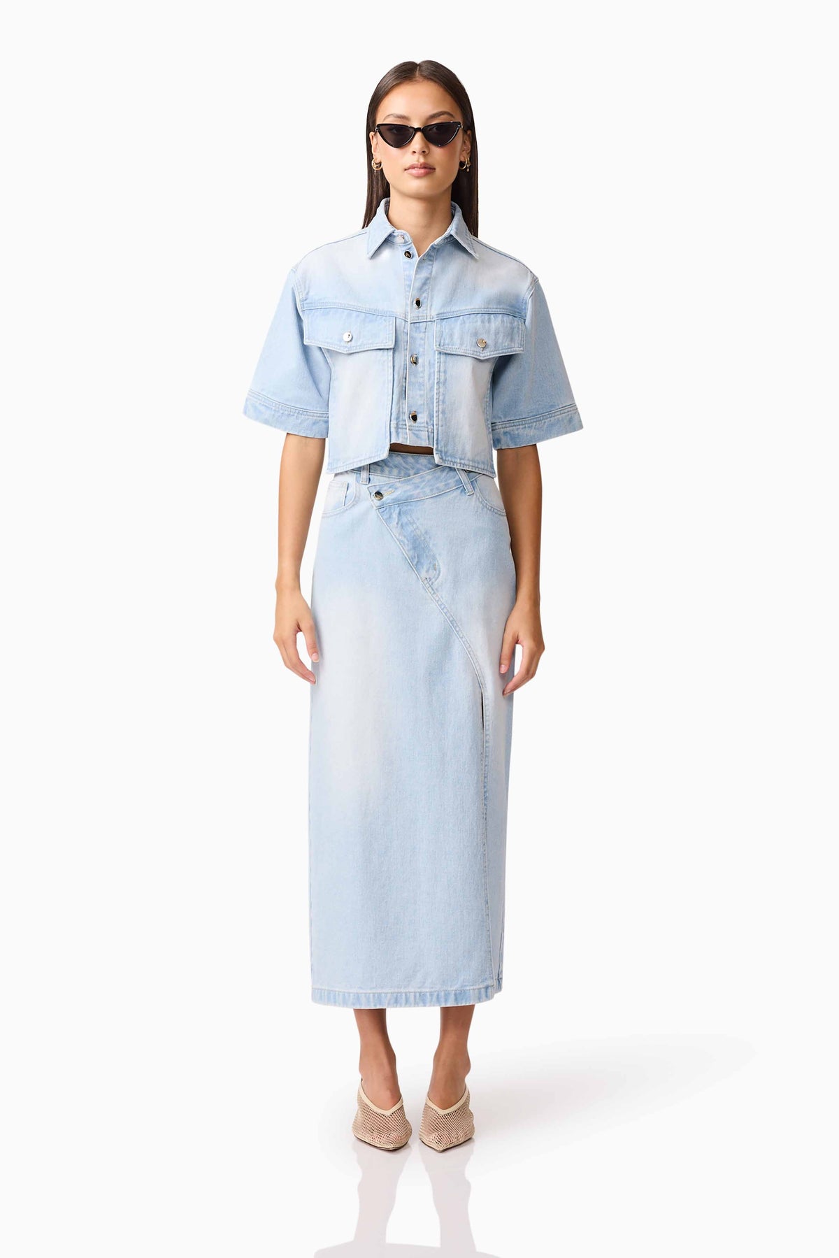 CURAAE Silvie Denim Top & Skirt Set