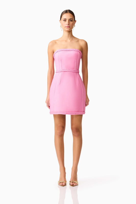 Coralene Strapless Mini Dress in Pink