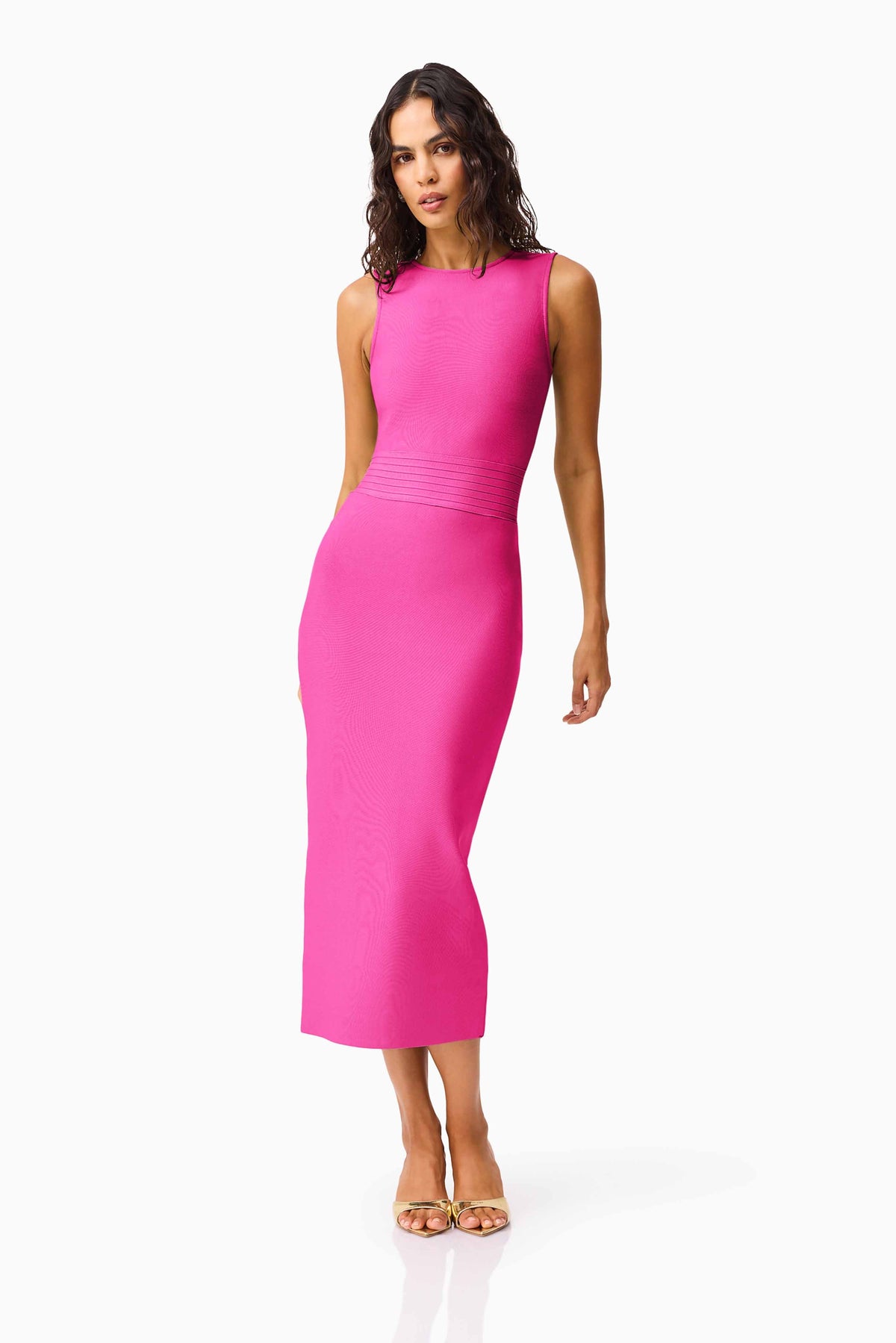 Seraphina Fitted Midi Dress in Pink