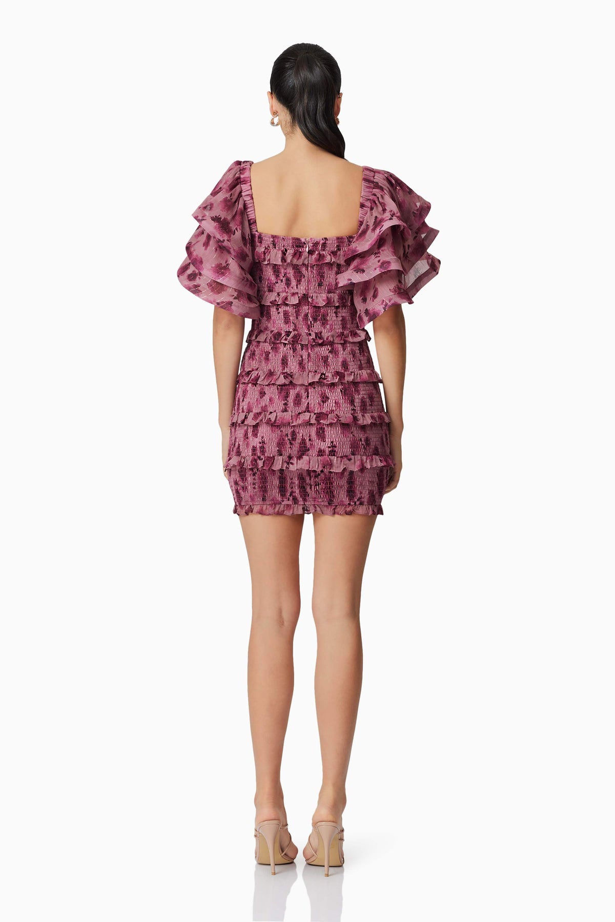 Monica Ruffled Mini Dress in Purple