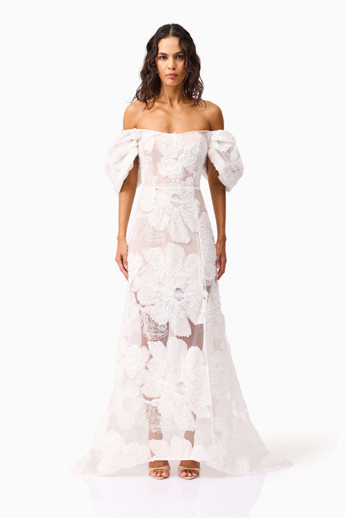 Roxana Off The Shoulder Gown in White