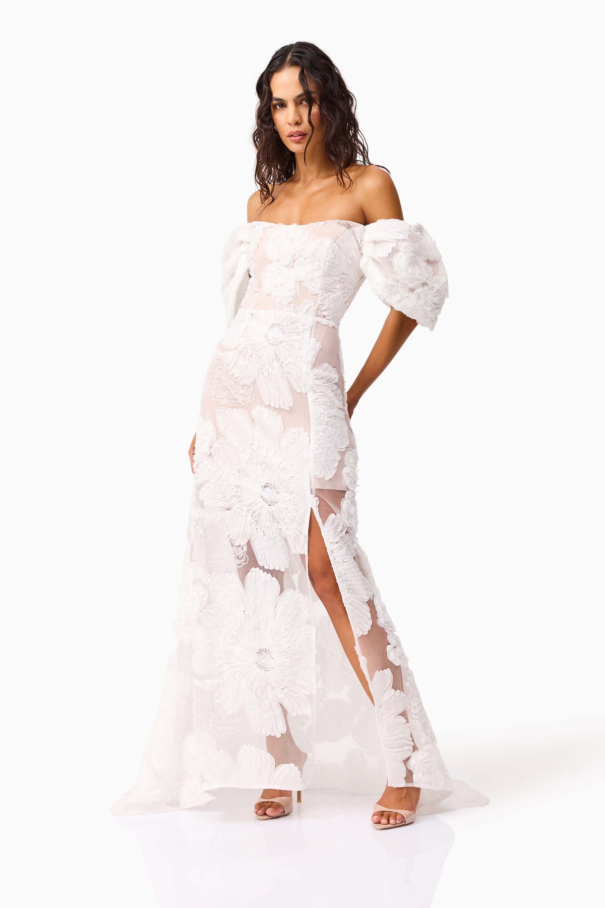 Roxana Off The Shoulder Gown in White