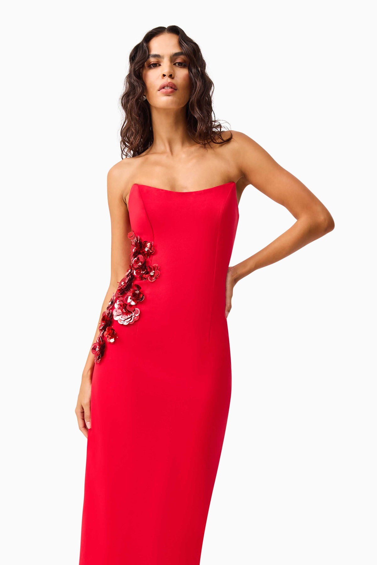 Yasmine Strapless Maxi Dress in Red