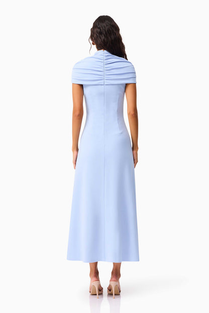 Valencia High Neck Maxi Dress in Blue