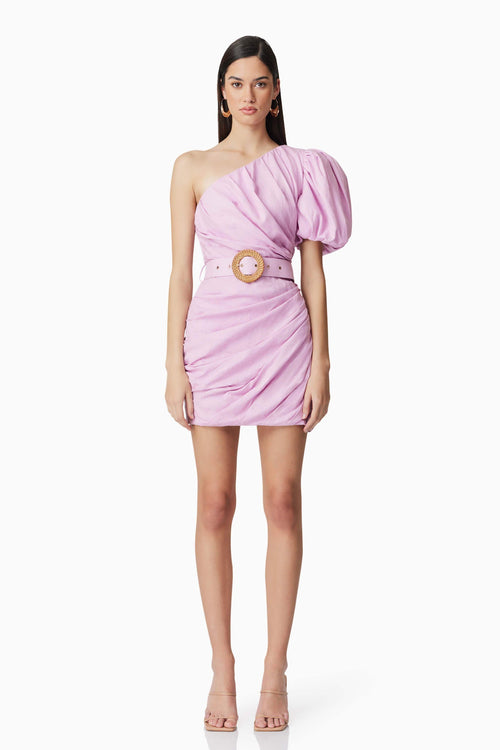 Kara Asymmetrical Mini Dress in Purple