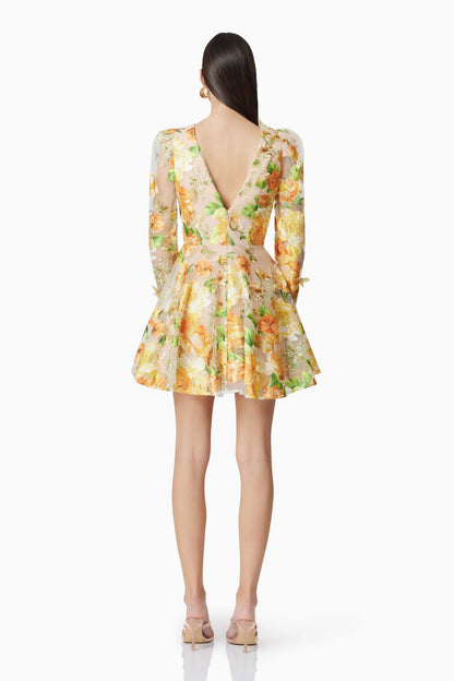 Aella A-Line Mini Dress in Yellow
