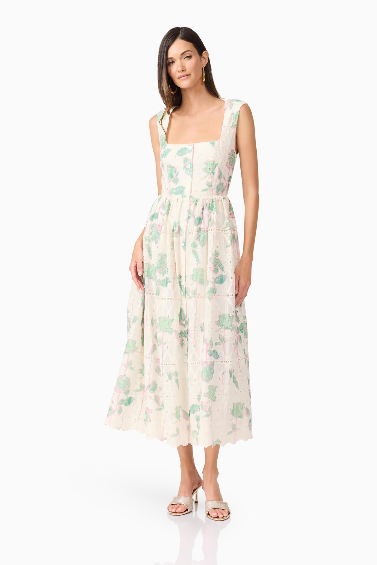 Kierra Floral Midi Dress in White