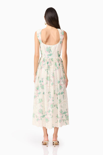 Kierra Floral Midi Dress in White