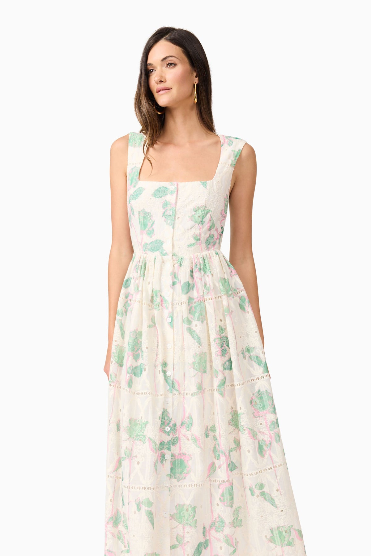 Kierra Floral Midi Dress in White