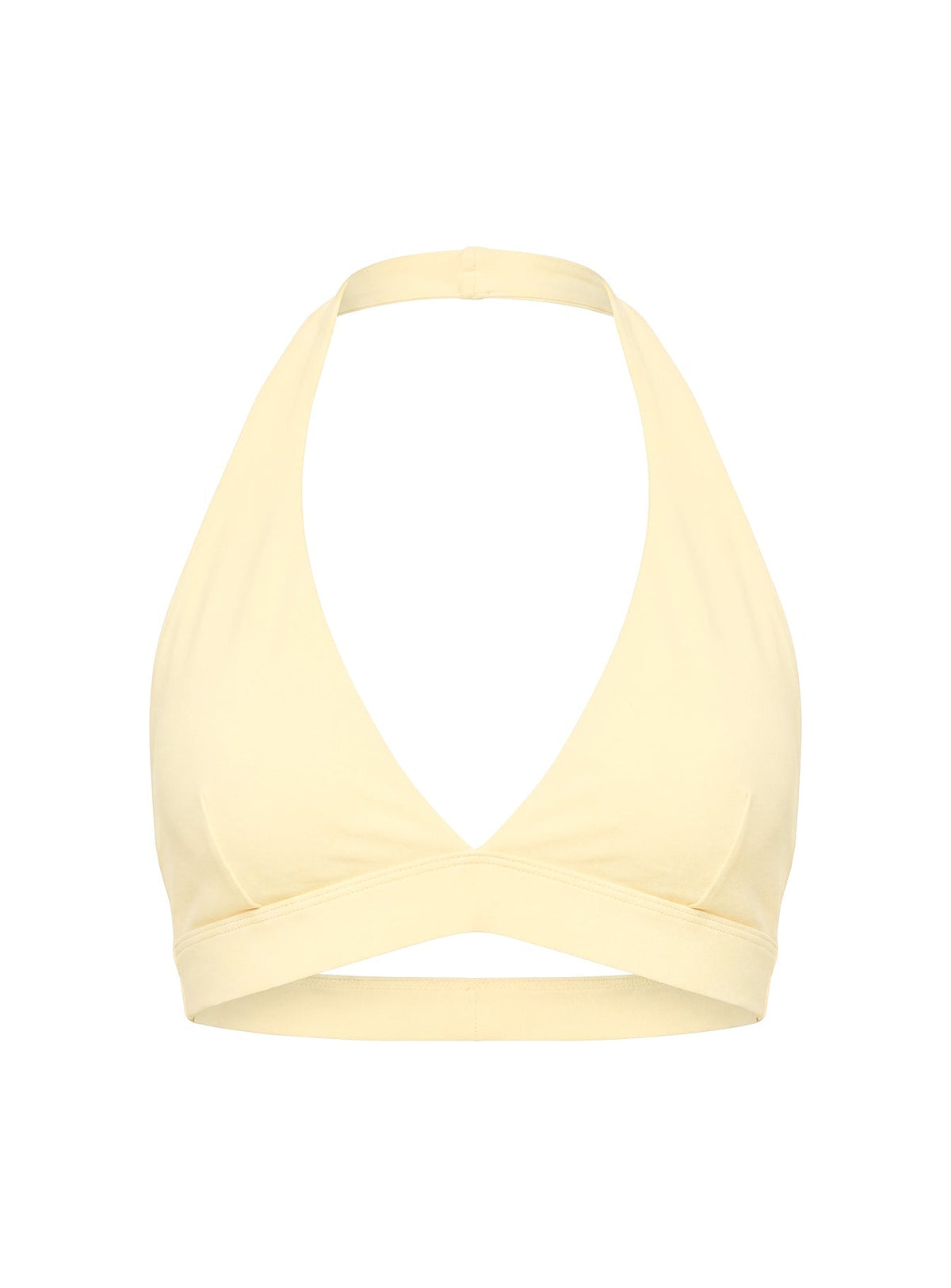 In Motion Active Plunge Halter Crop Top Yellow