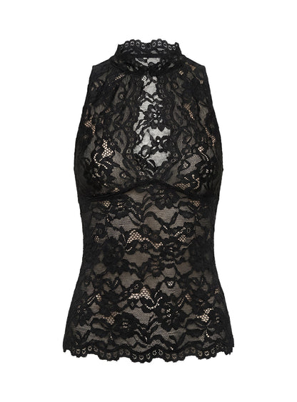 Quinbie Lace Sleeveless Top Black