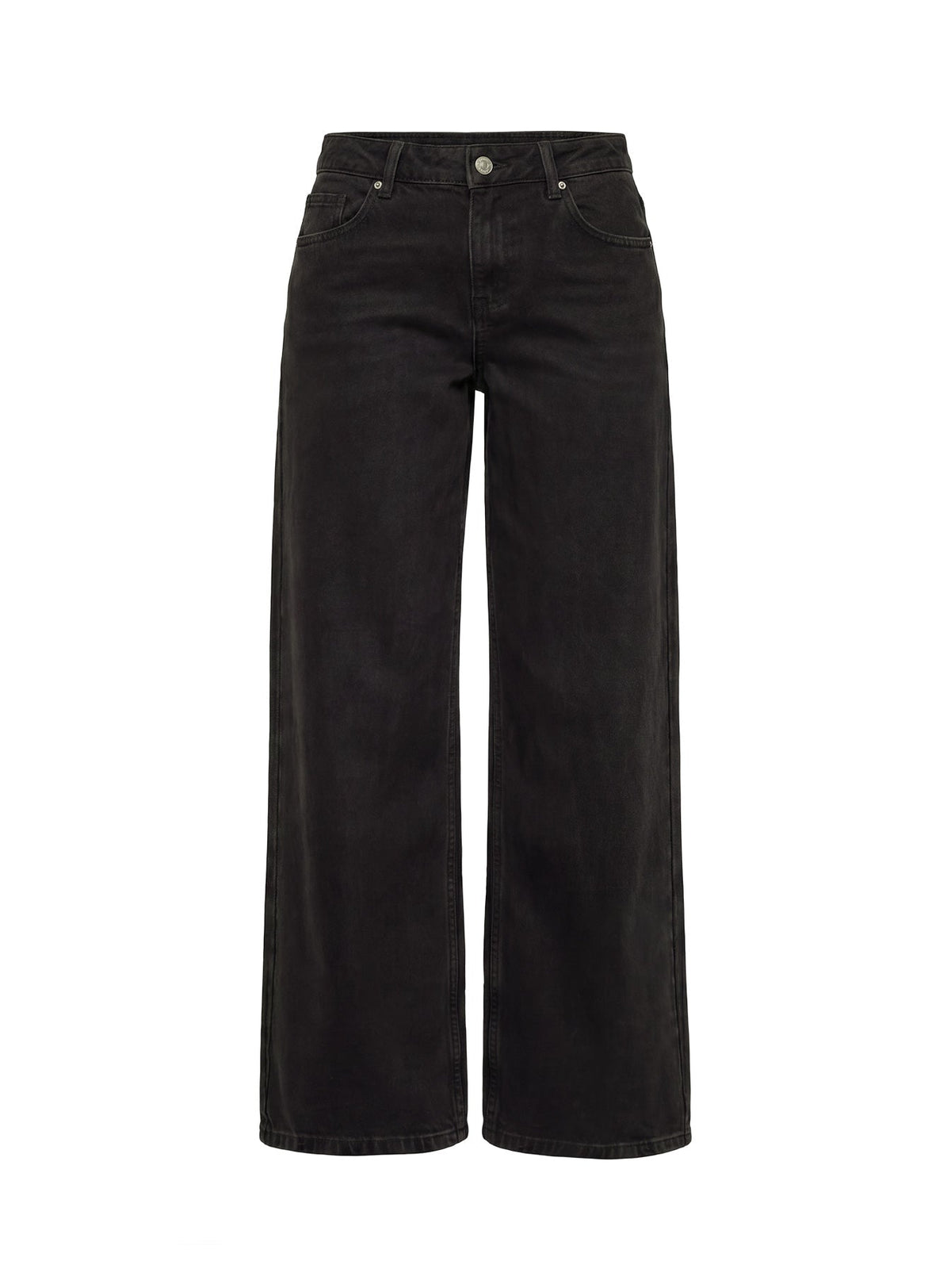 Ramos Low Rise Wide Leg Denim Jeans Washed Black
