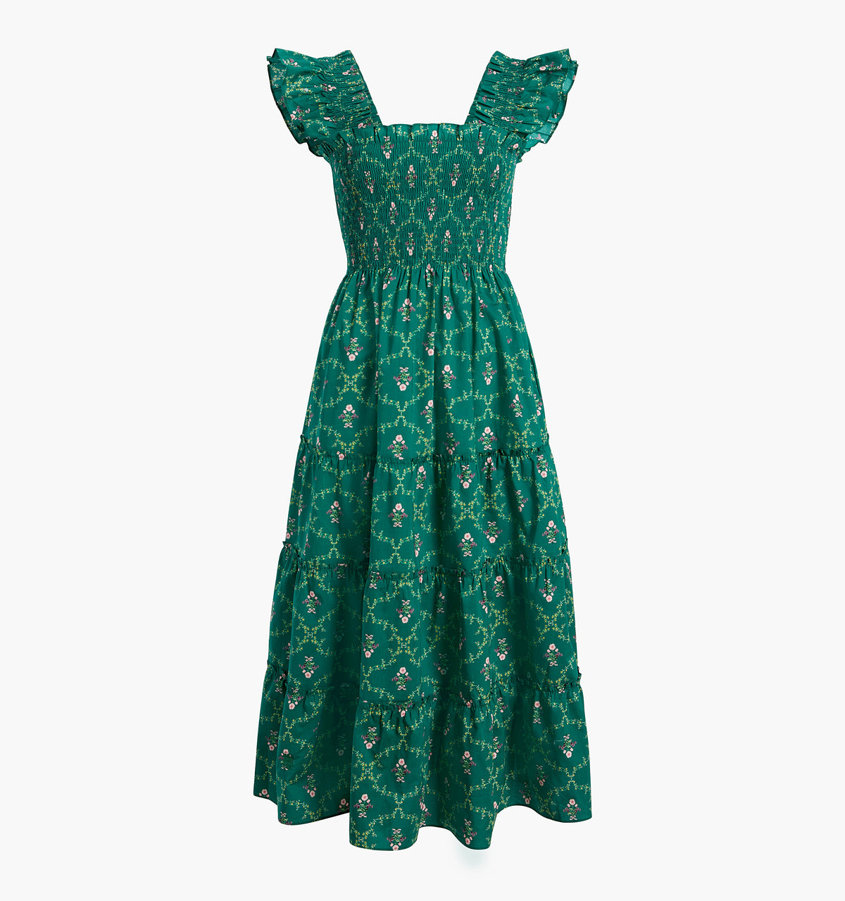 The Ellie Nap Dress - Emerald Trellis