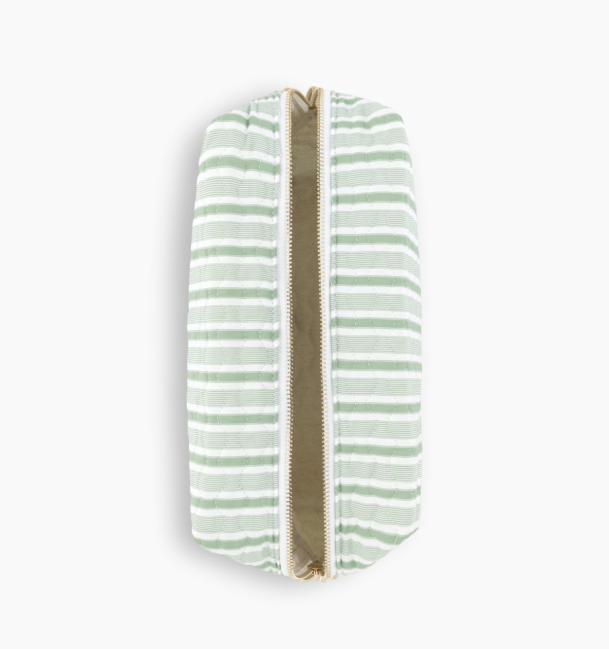 The Quilted Cosmetic Bag - Apple Green Stripe