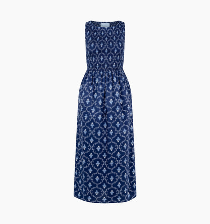 The Cosima Nap Dress - Navy Trellis