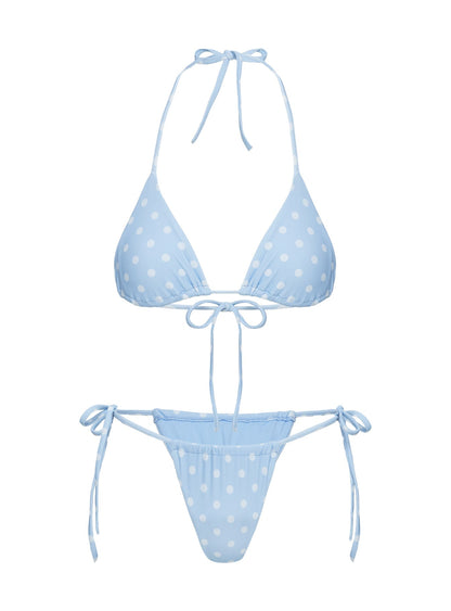 Jenner Triangle Bikini Top Blue / Polka Dot