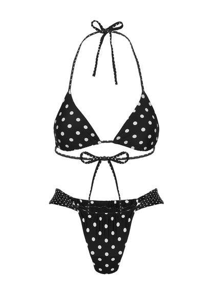 Jenner High Side Bikini Bottom Black / Polka Dot