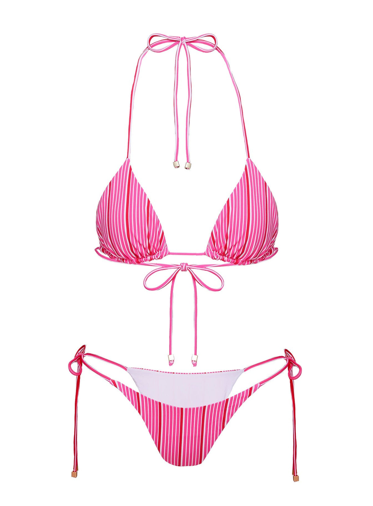 Nevaeh Triangle Bikini Top Pink Stripe