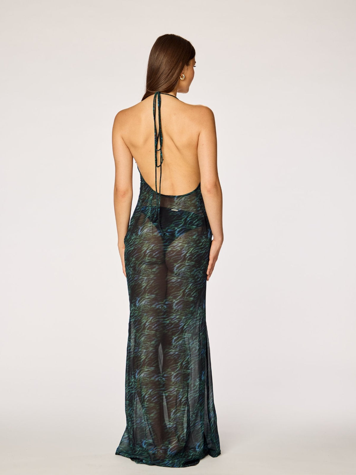 NAYA - Sheer Low Back Maxi Dress • Dark Jungle