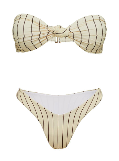 Tamrali Bandeau Bikini Top Yellow Stripe