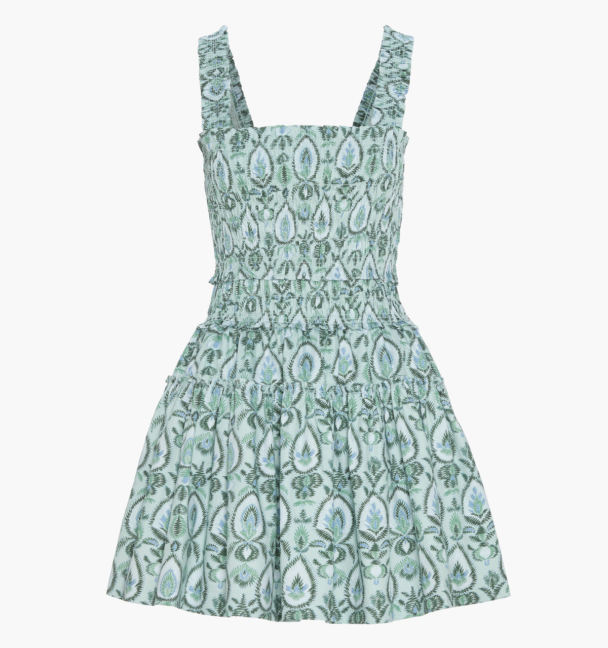 The Azalea Mini Nap Dress - Green Palm Ikat