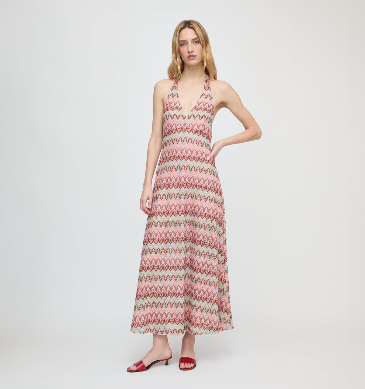 The Bela Dress - Pink Multi Smooth Shimmer Knit
