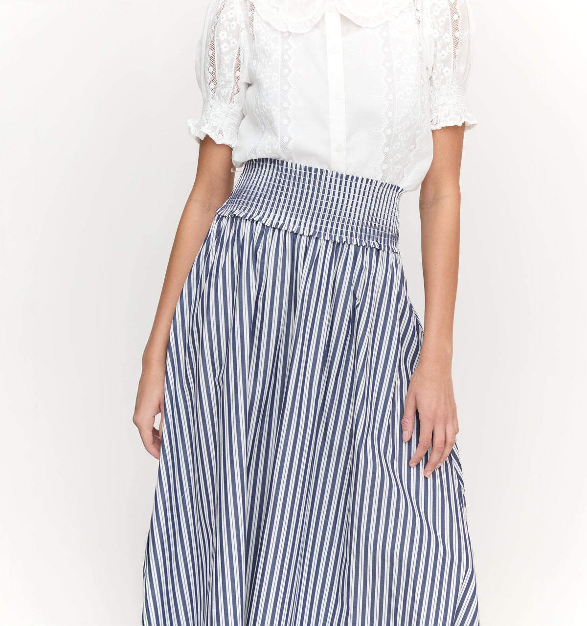 The Delphine Nap Skirt - Navy Stripe
