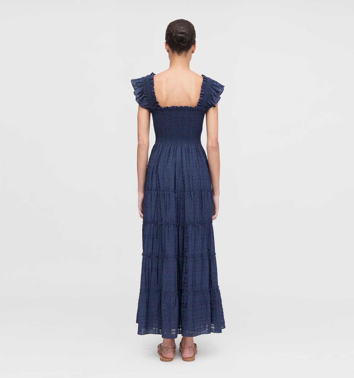 The Ellie Maxi Nap Dress - Navy Sheer Plaid