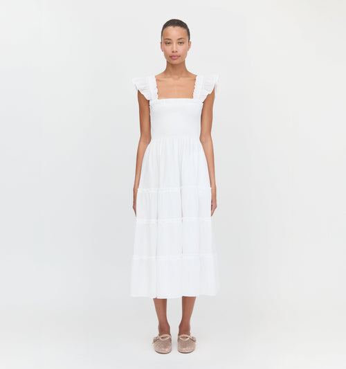 The Ellie Nap Dress - White Shadow Stripe
