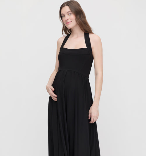 The Maternity Fleur Dress - Black Jersey