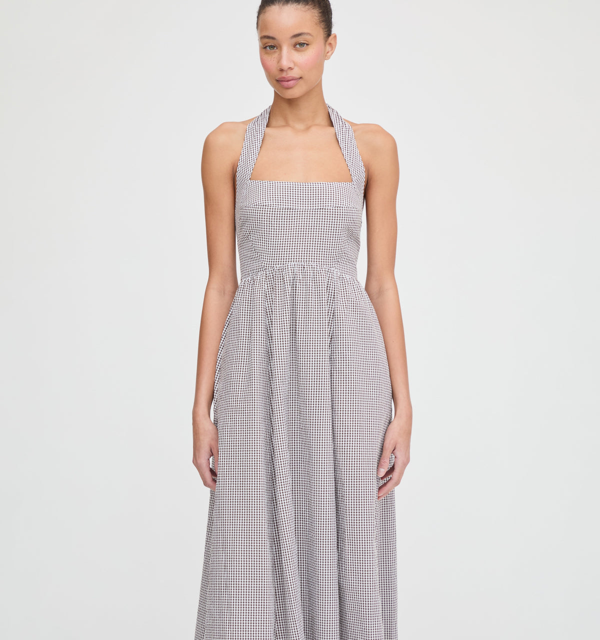 The Fleur Midi Dress - Chocolate Gingham