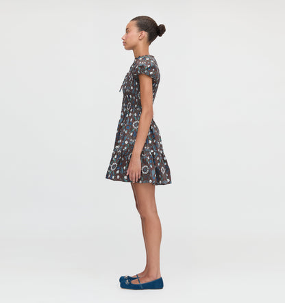 The Gia Mini Nap Dress - Chocolate Swedish Floral
