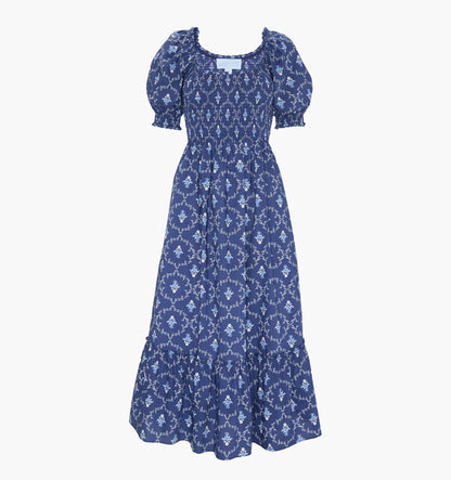 The Maternity Louisa Nap Dress - Navy Trellis