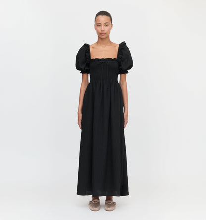 The Scarlett Nap Dress - Black Tonal Seersucker
