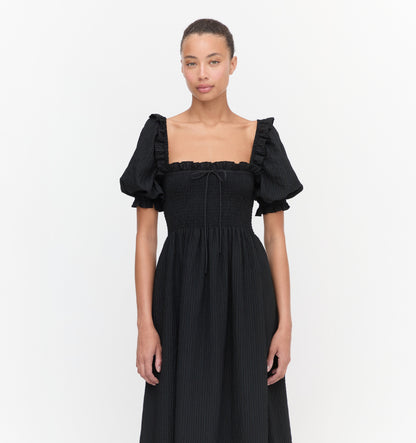 The Scarlett Nap Dress - Black Tonal Seersucker