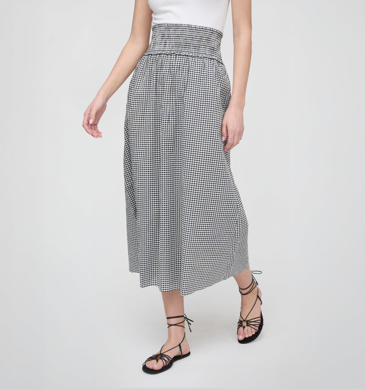 The Delphine Nap Skirt - Black/Sand Gingham