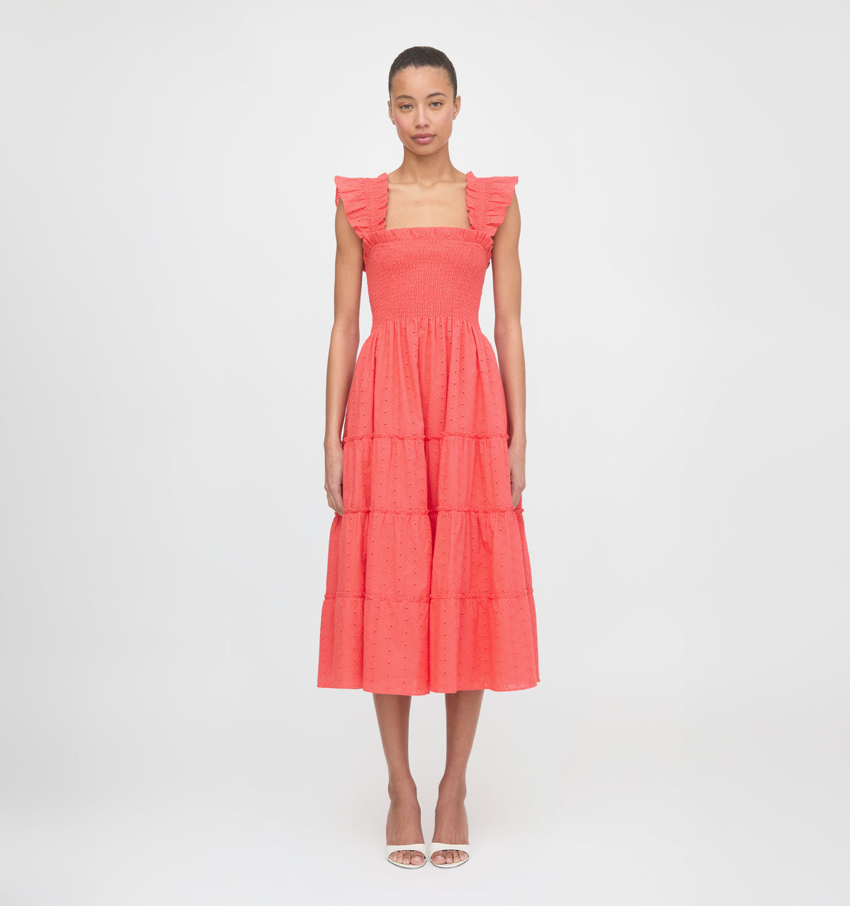 The Ellie Nap Dress - Coral Daisy Broderie