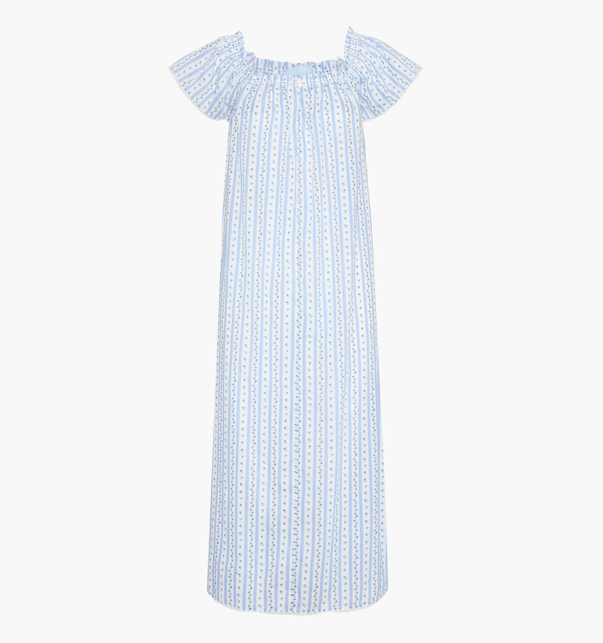 The Therese Nightgown - Blue Petal Stripe