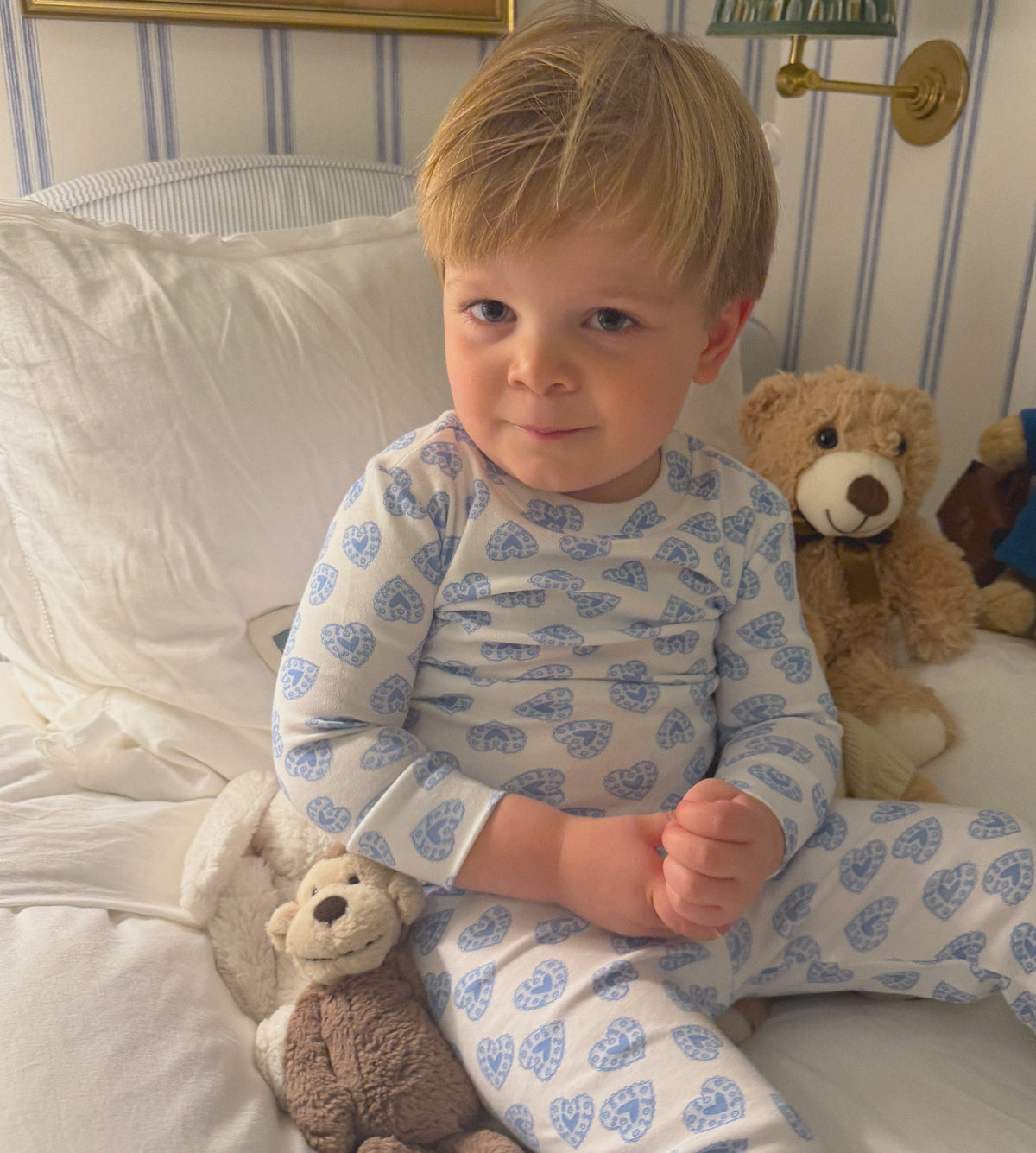 The Tiny Sully PJ Set - Blue Doily Heart