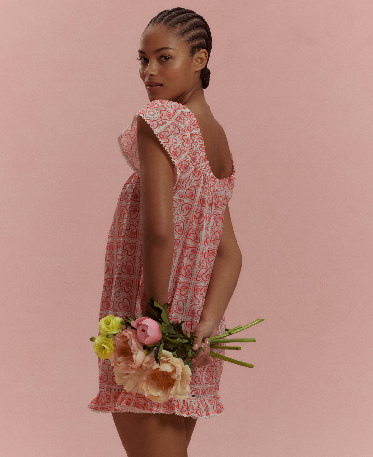 The Lucinda Nightgown - White Patchwork Doily Heart