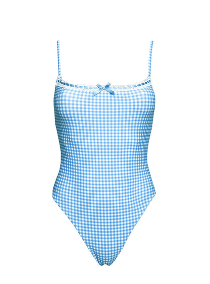 Winsie High Side One Piece Blue Gingham
